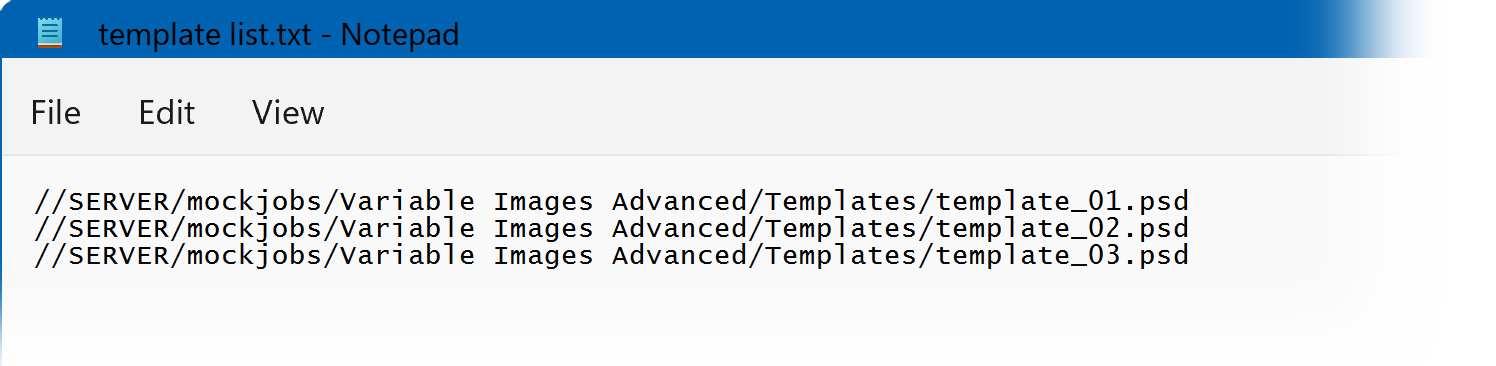 Variable Images Advanced template list example