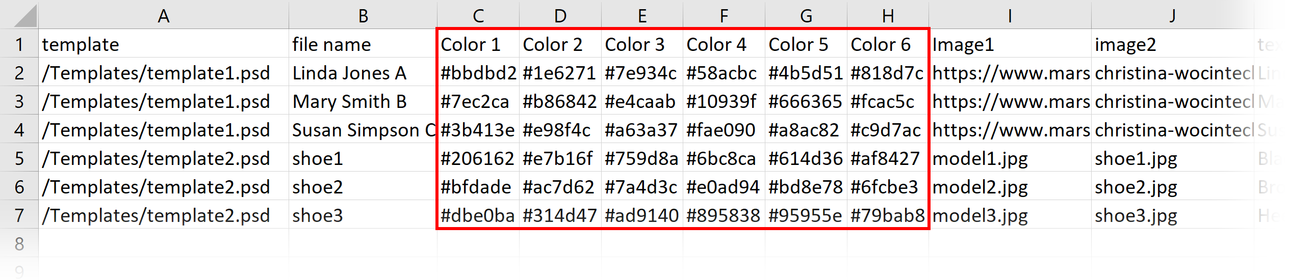 Variable Images Advanced color example